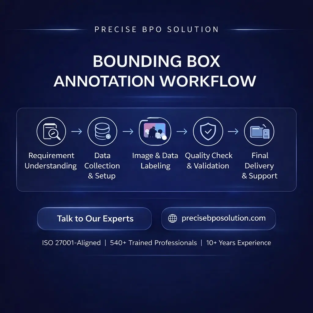 Precise BPO Bounding Box Annotation Workflow showing accurate object detection and labeling process